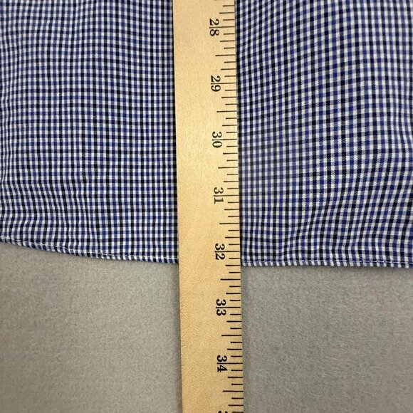 Van Heusen Shirt Mens XL 17-17.5 Blue Check Regular Fit Button Front Dress - Picture 9 of 9